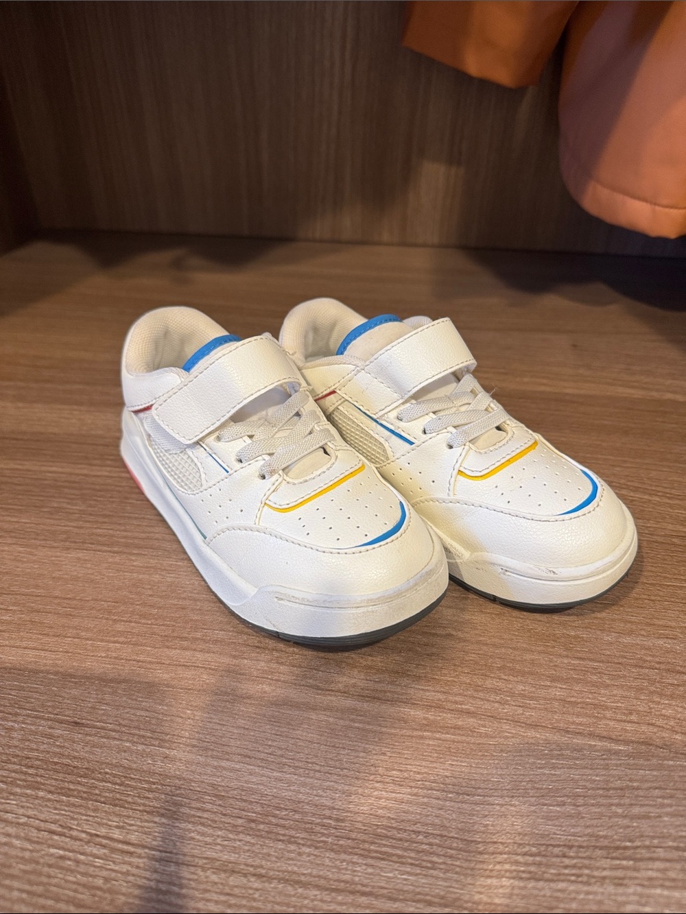 Zara White Kids Sneakers with Blue and Yellow Trim